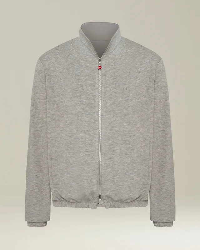 Kiton Bomberjacke Grau Reversibel Seide Viskose