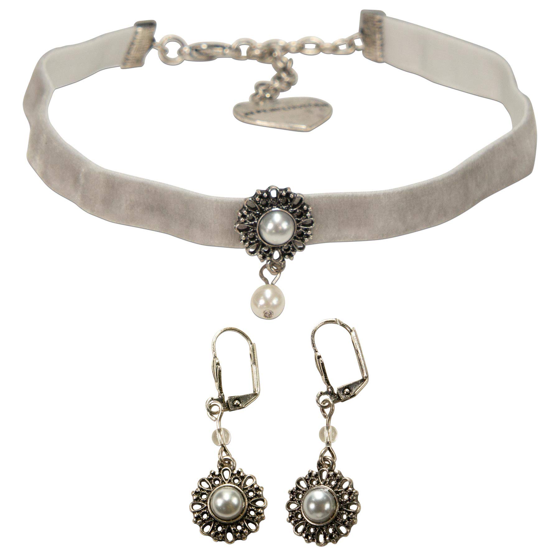 Alpenflüstern DAHEIM Helena SET050 Schmuck-Set Kette Ohrringe Schwarz