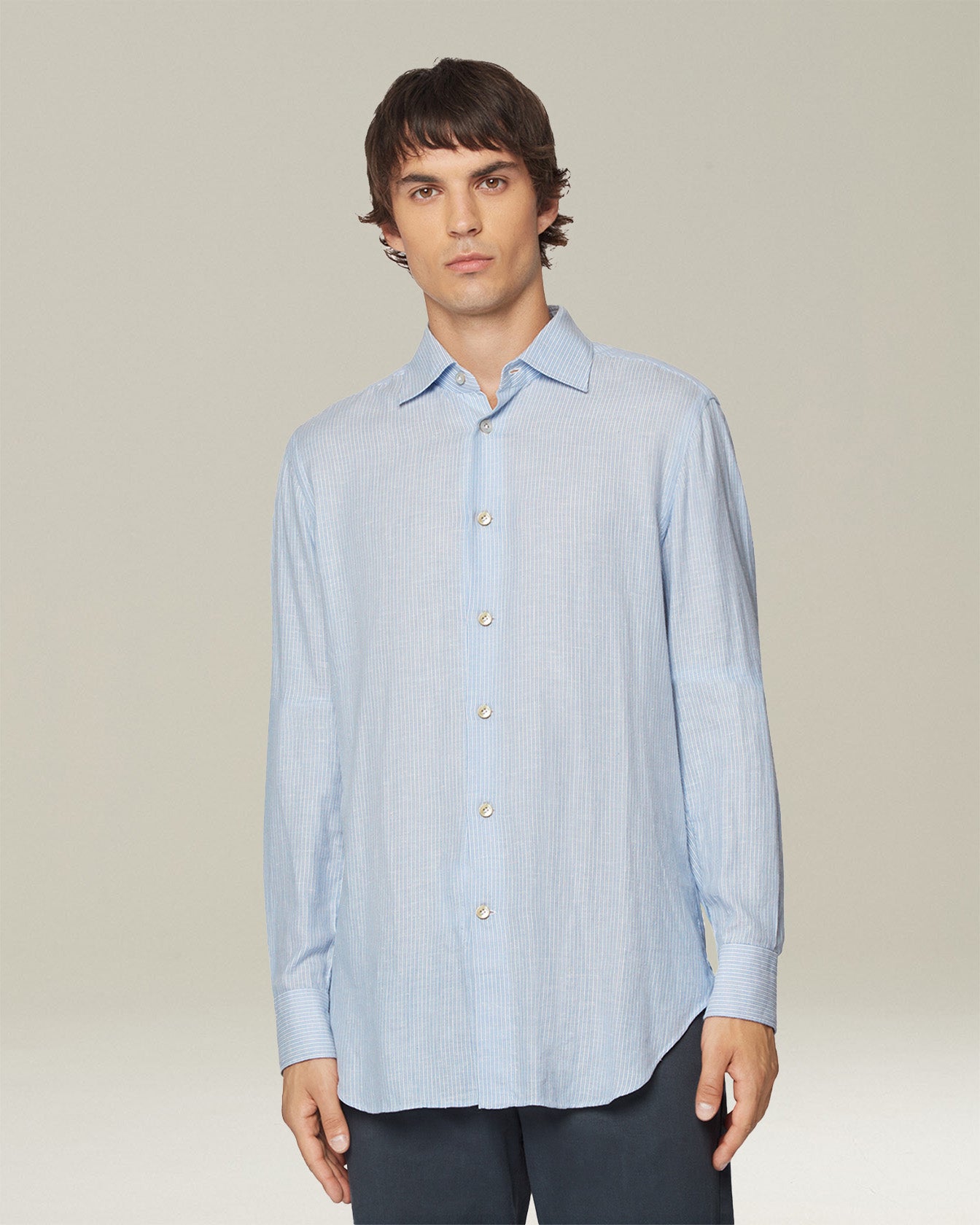 Kiton Shirts Gestreiftes Baumwollhemd Hemd Party