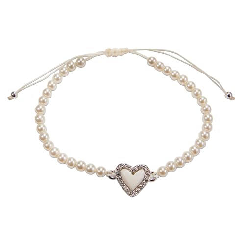 Alpenflüstern DAHEIM DAB084 Perlen-Trachten-Armband creme-weiß Herz