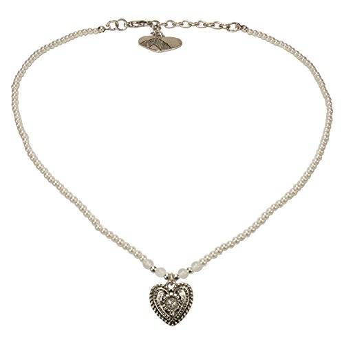 Alpenflüstern DAHEIM SET049 Trachtenset Perlenkette Armband Creme-weiß