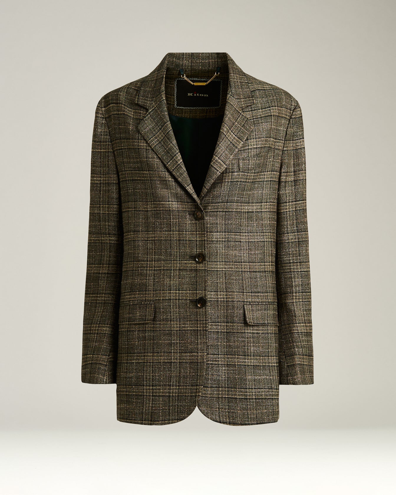 Kiton Jackets Prince of Wales Blazer grün Viskose