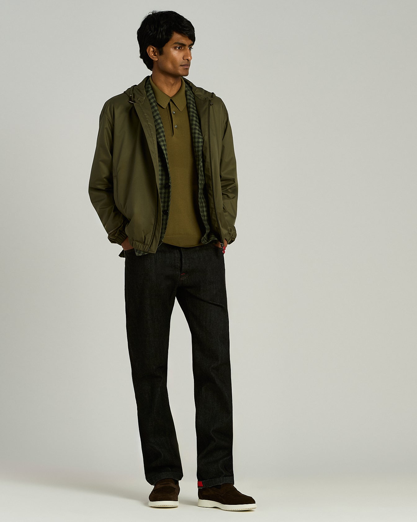 Kiton Outerwear Green Technical Jacke Kapuze Gr.50