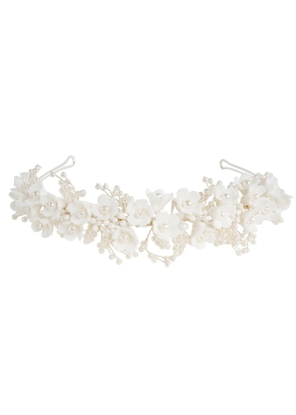 Elizabeth Bower Snowdrop Floral Haarband Silber Keramikblumen