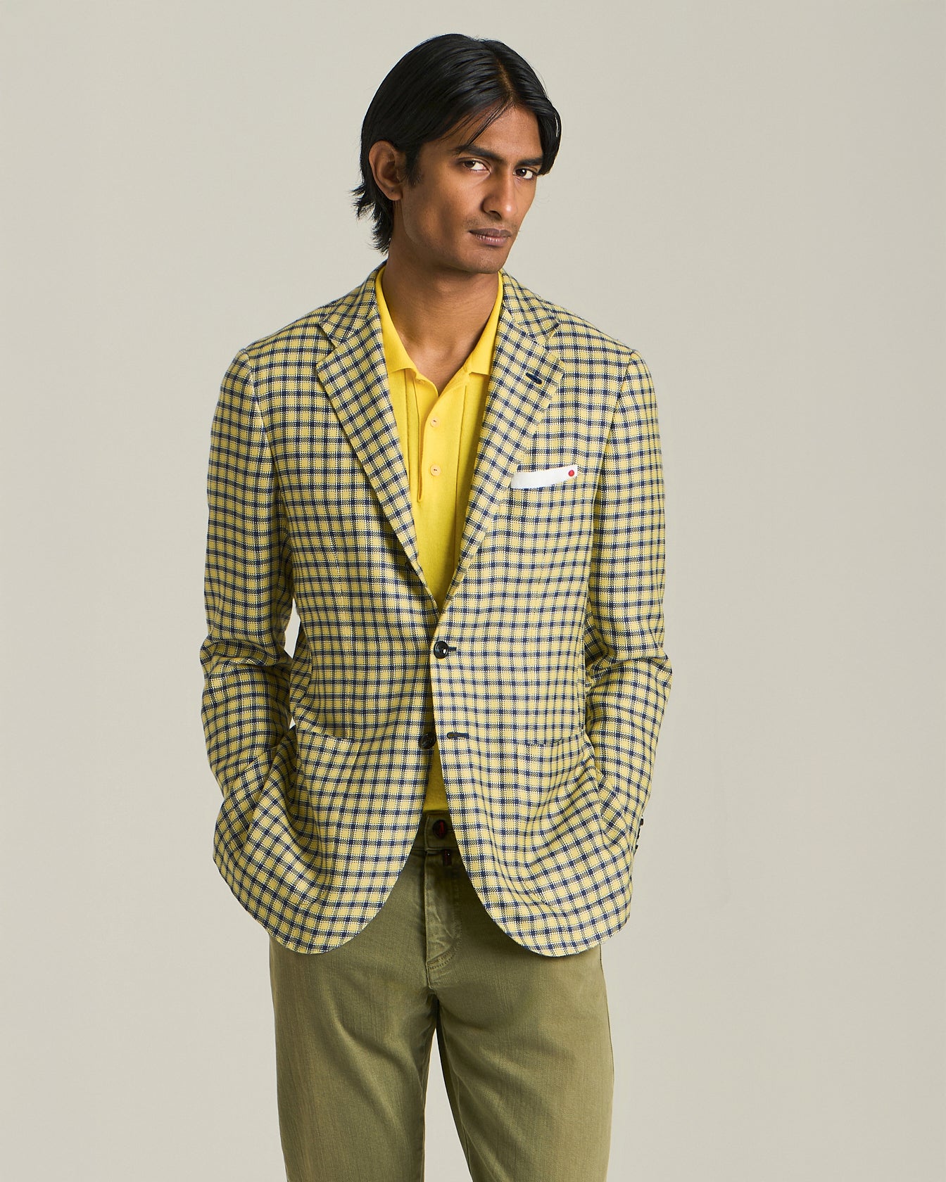 Kiton Blazer Sakko Herren Kaschmir Seide Gr.52 kariert