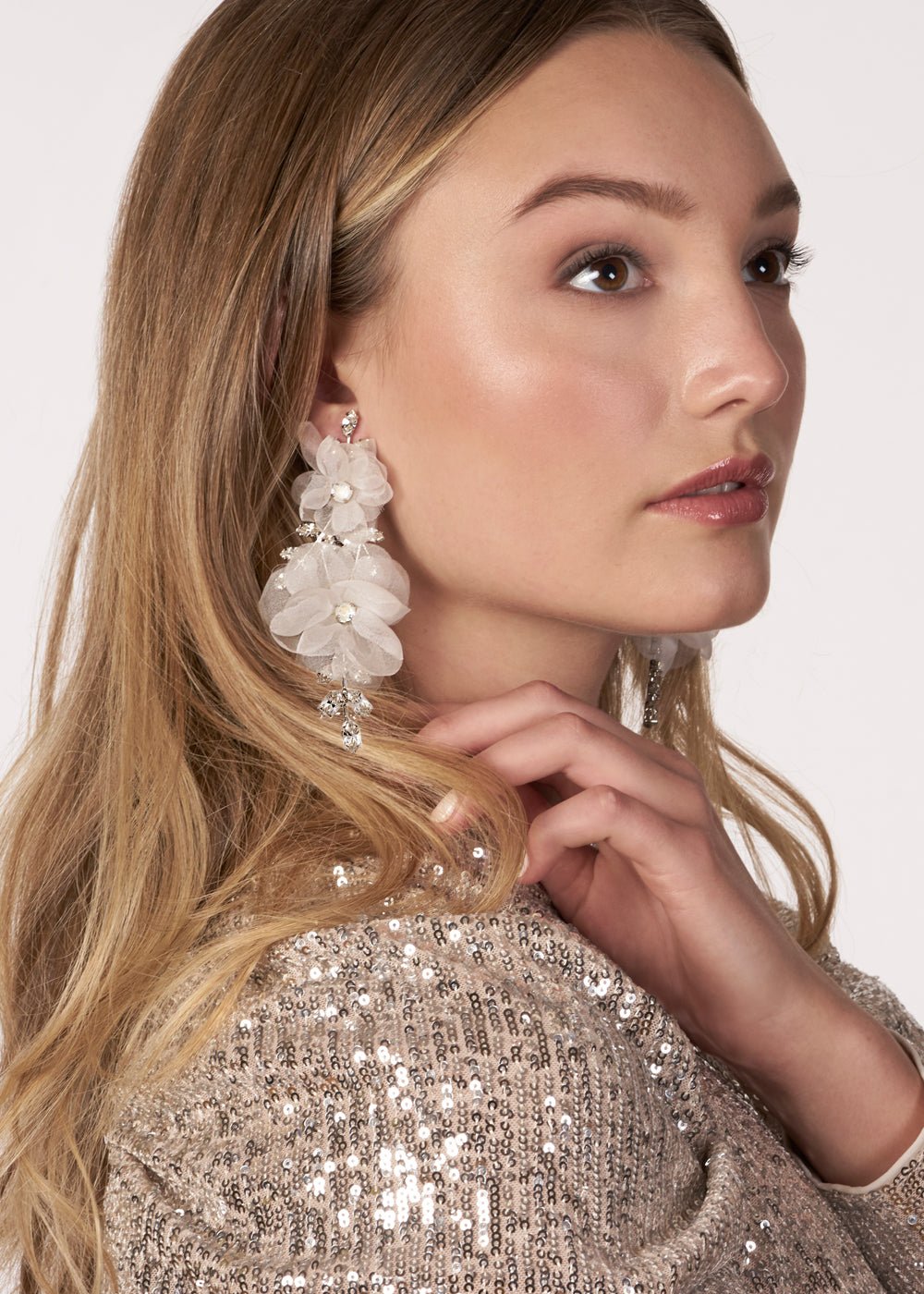 Elizabeth Bower Artemis Chandelier Gold Blush Organza