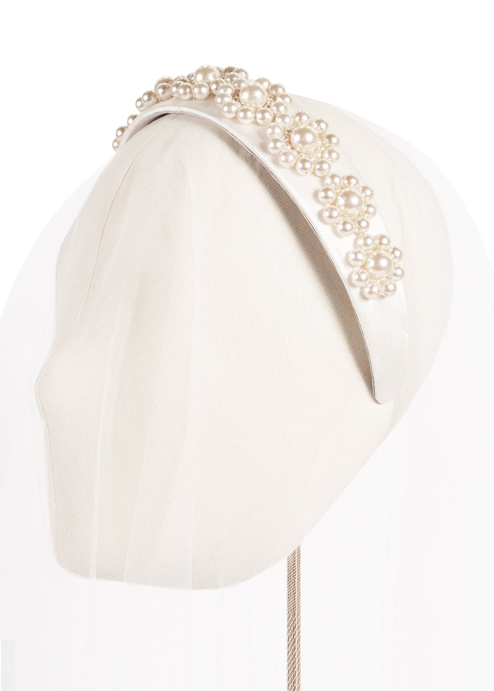 Elizabeth Bower Pearl Rosette Haarreif Perlen Satin