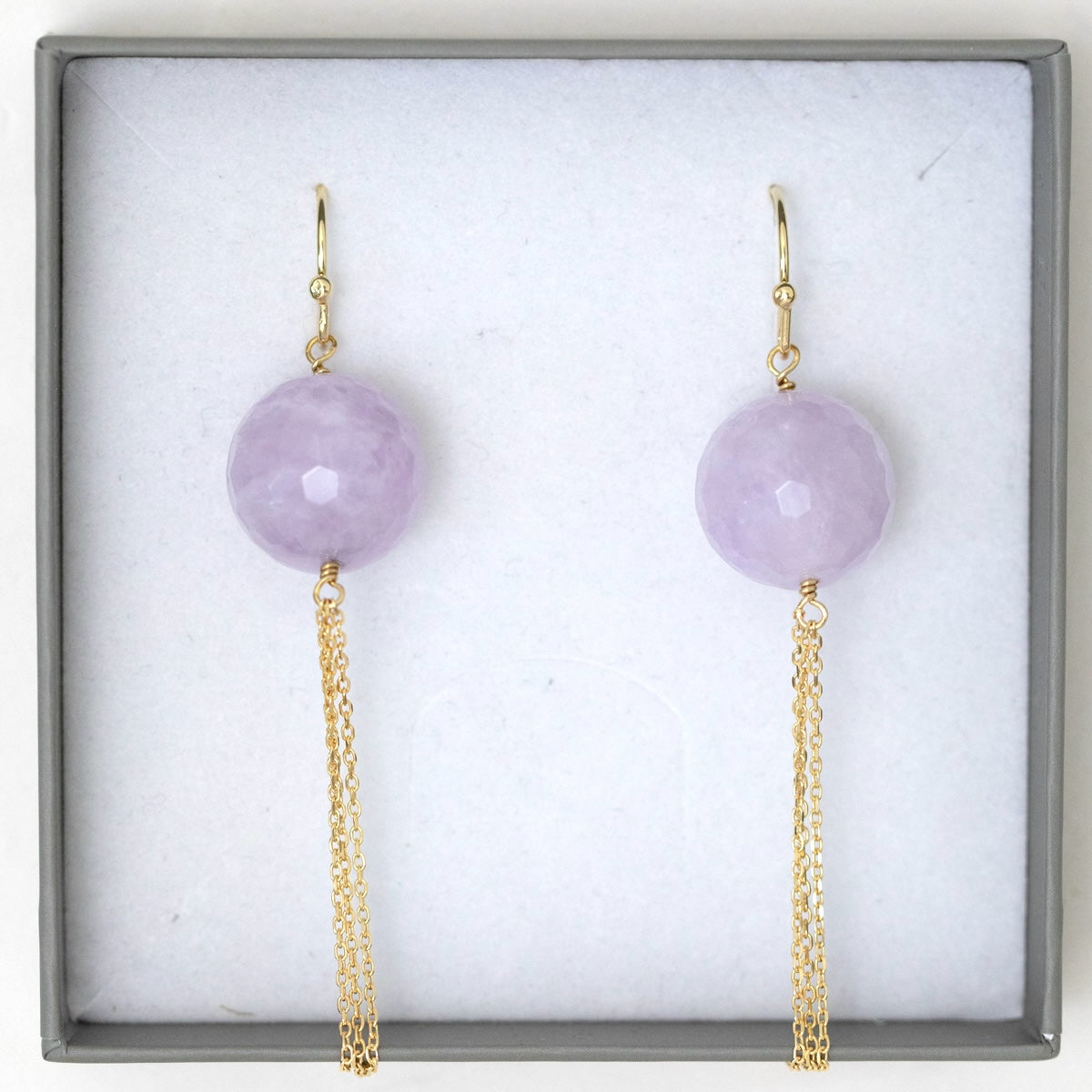Juvelan Ohrringe mit Amethystquarz Ohrhänger Gold 8 cm