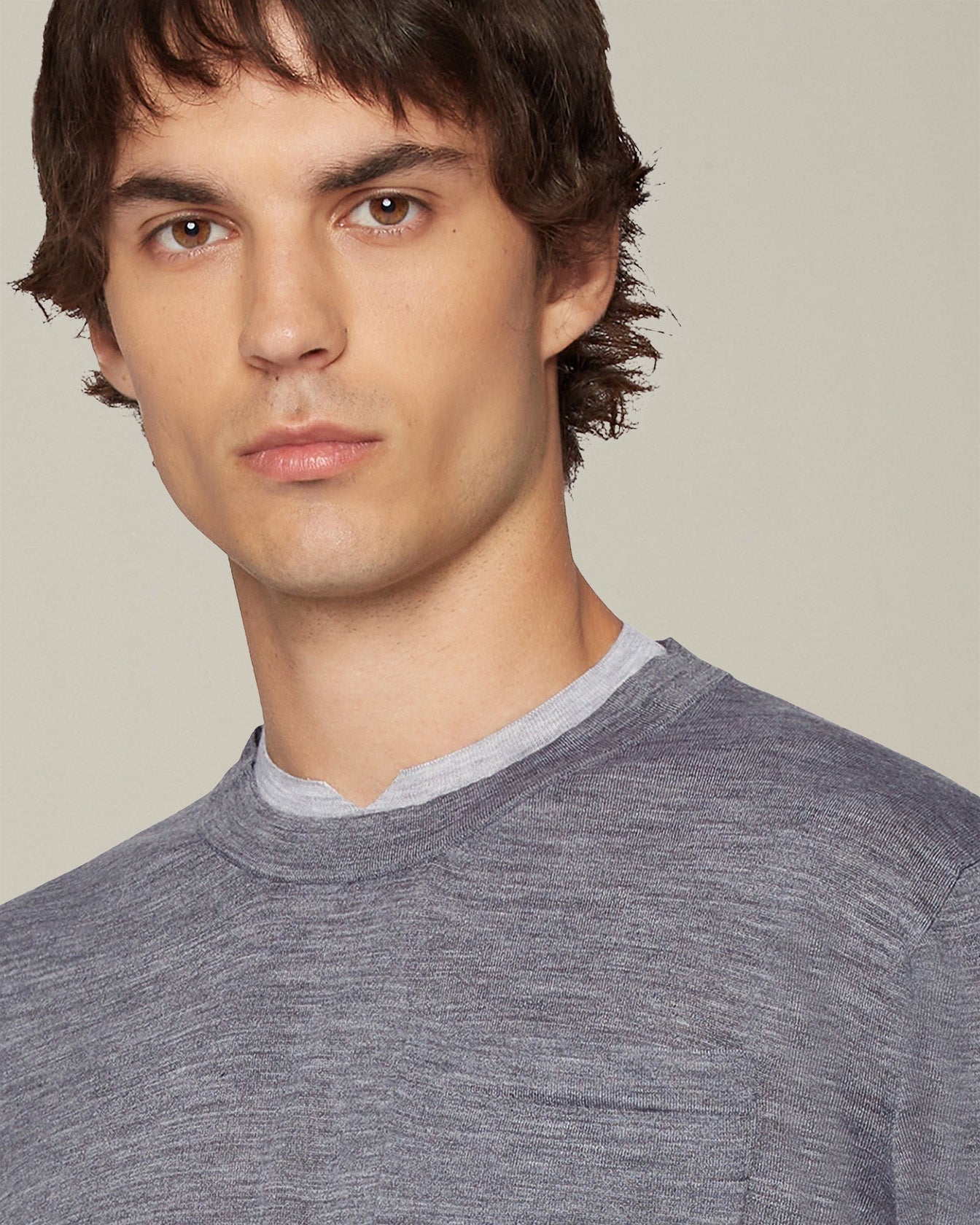 Kiton Melange Wool T-Shirt Wollshirt Langarm Größe L