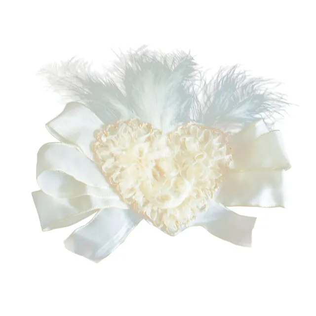 Alpenflüstern DAHEIM Stoffherz-Brosche Hutschmuck creme 15cm