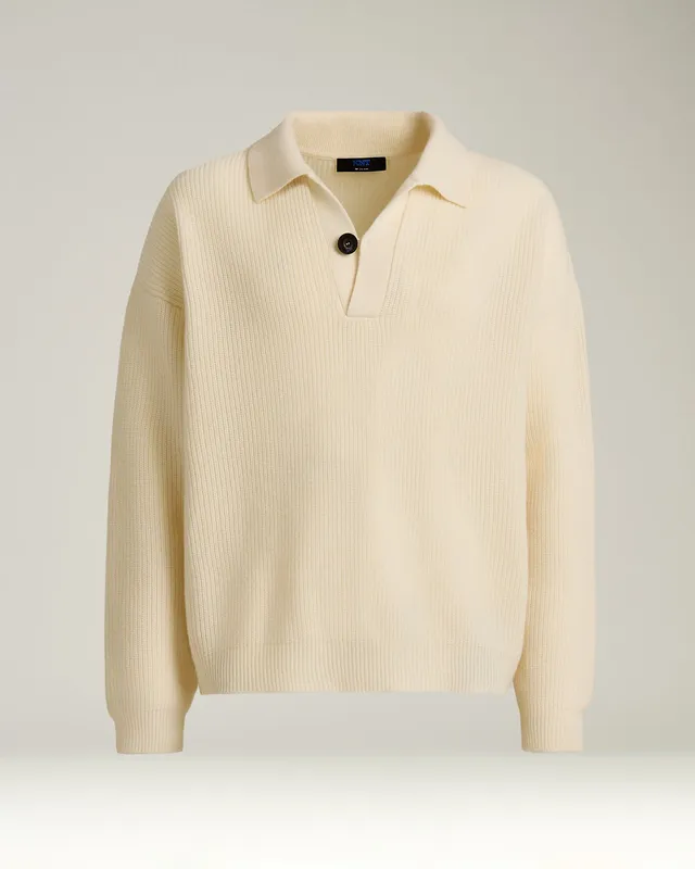 Kiton Polo Virgin Wool Polo Schurwolle Ivory