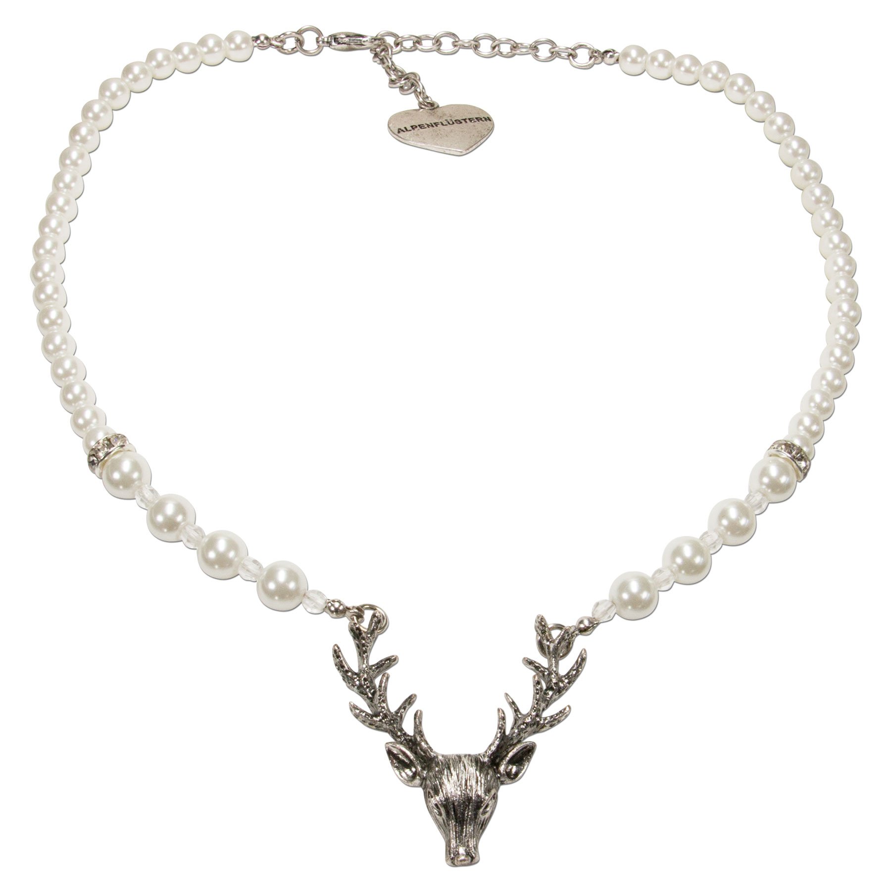 Alpenflüstern DAHEIM DHK203 Dirndlkette Hirsch creme-weiß