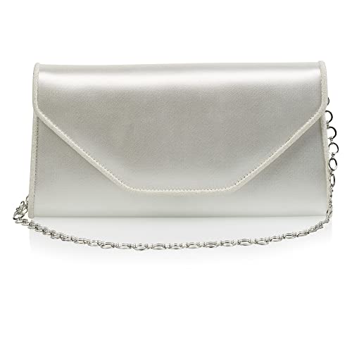 Rainbow Club Saskia Brauttasche Ivory Satin mit Silberkette