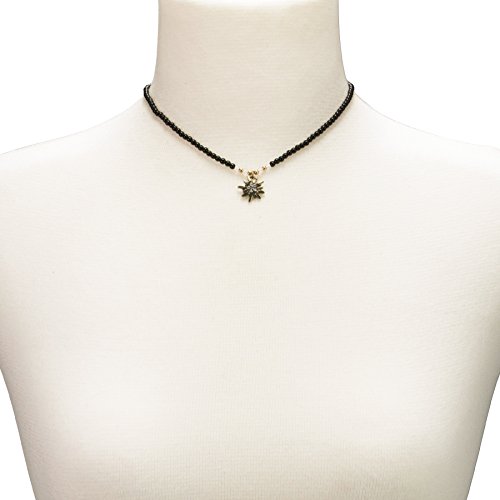 Alpenflüstern DAHEIM DHK181 Dirndlkette schwarz Perlen Edelweiss