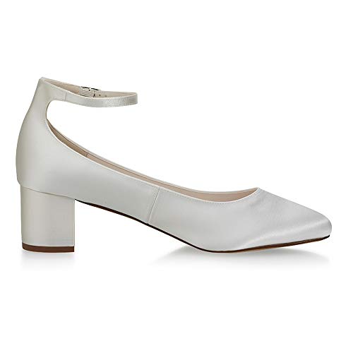 Rainbow Club Timeless Kamilla Ivory Satin Pumps 5 cm Blockabsatz