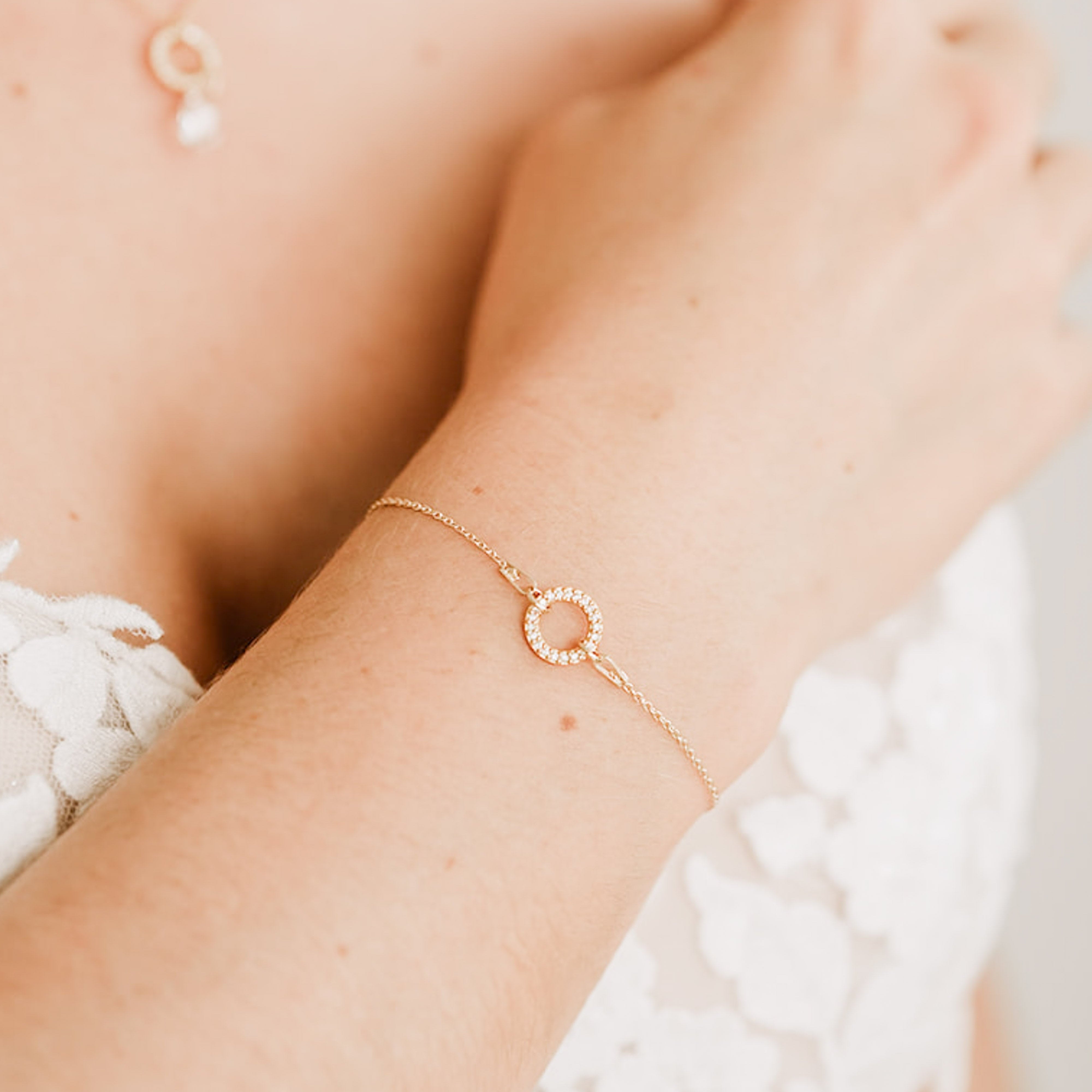 Perlenbräute Mimi Armband Zirkonia Gold 16-19cm