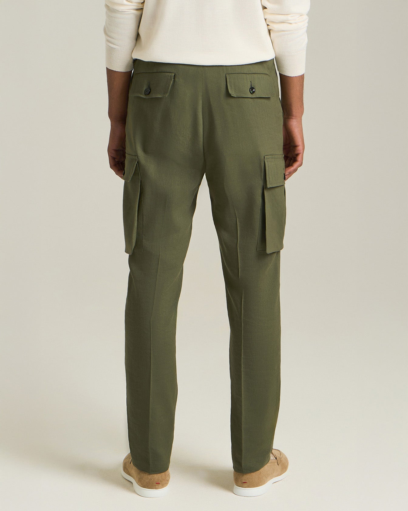 Kiton Trousers Cargo Hose Leinen Wolle Falten elegant