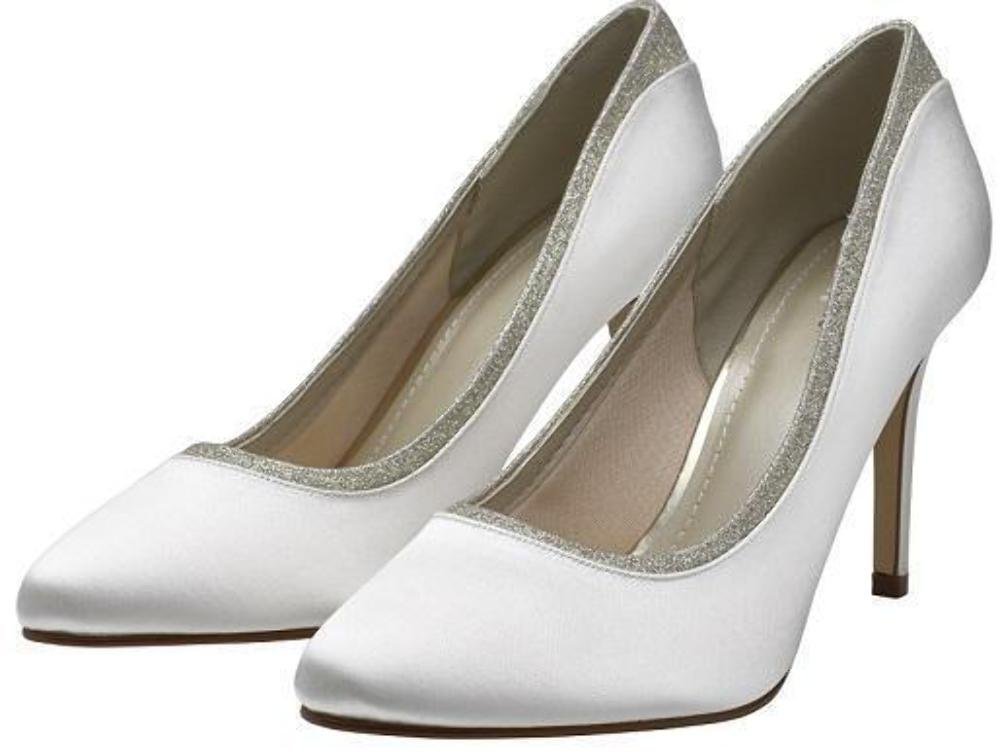 Rainbow Club Embellished Billie Pumps Ivory Satin Glitzer 9 cm