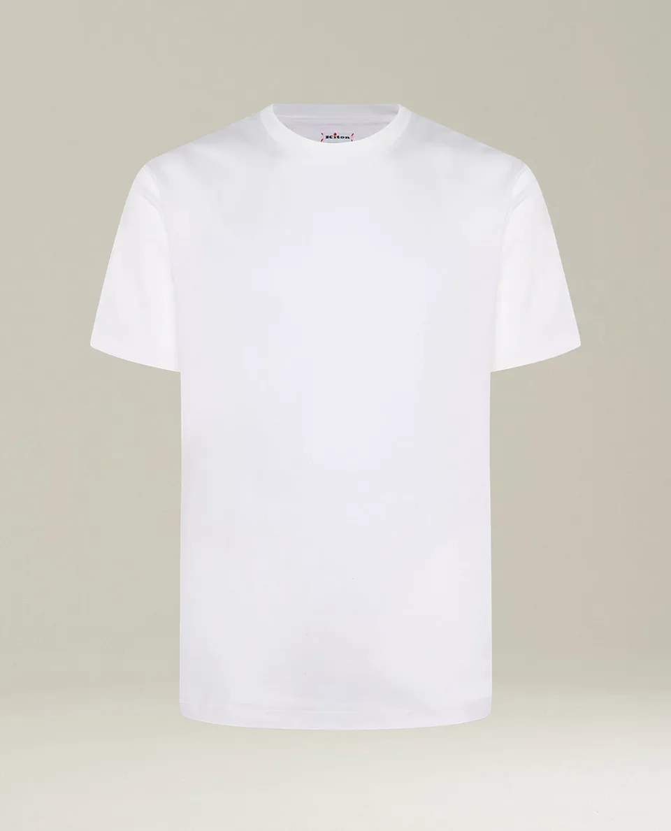 Kiton Polo White Milano Cotton T-Shirt weiß Gr.M Baumwolle