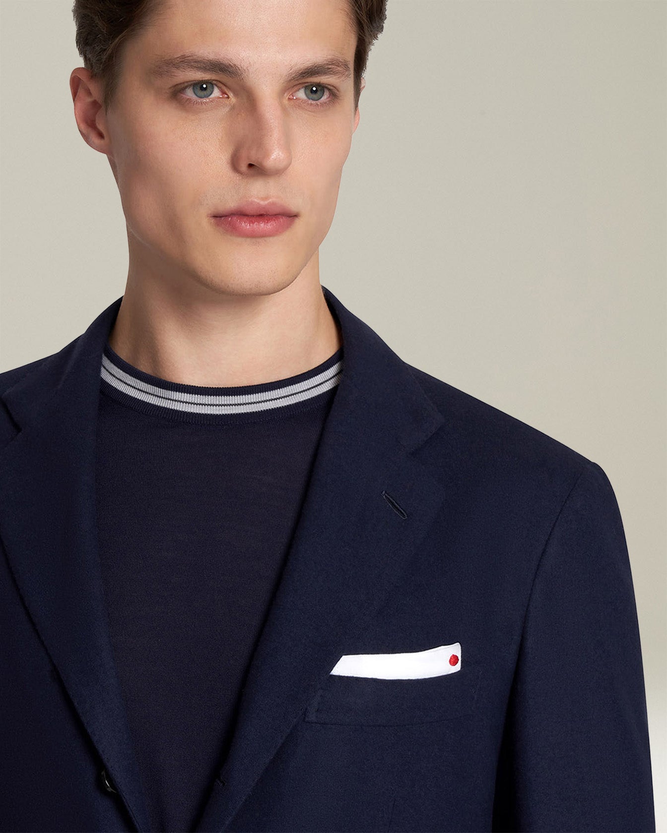 Kiton Sakko Schurwolle Jersey Marineblau 50