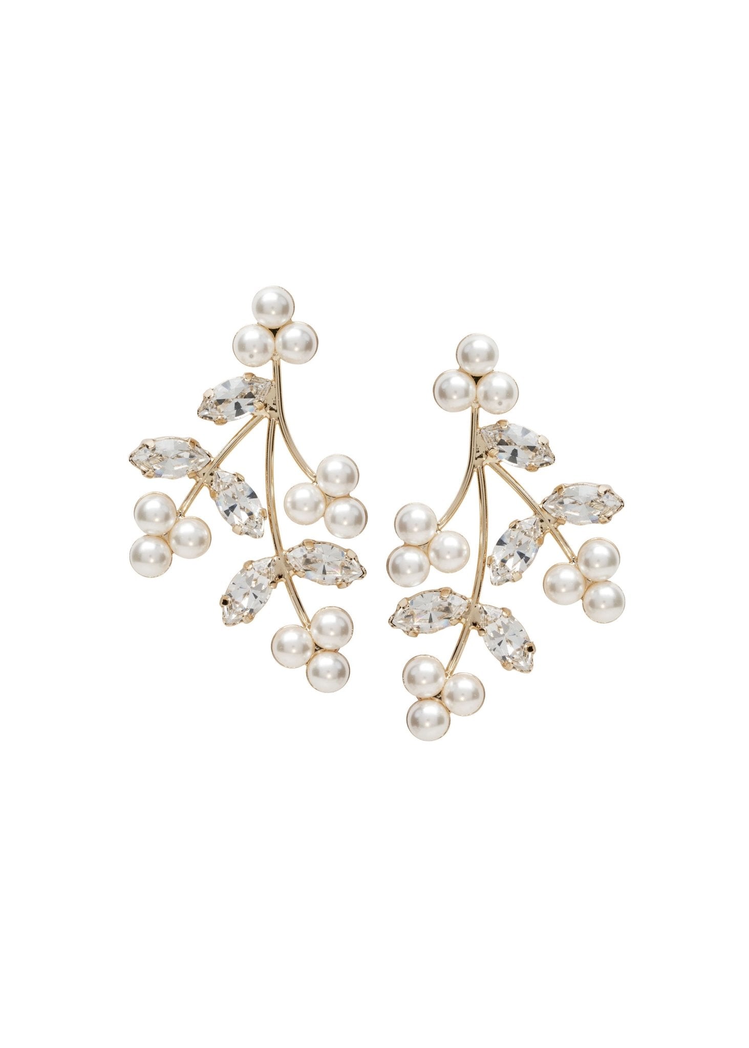 Elizabeth Bower Pearl Triplet Cluster Stecker Braut Ohrringe Rhodium