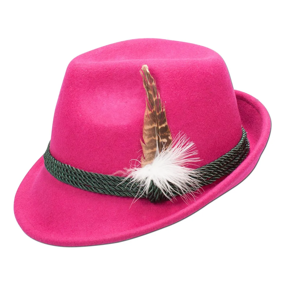 Alpenflüstern DAHEIM Trachten-Filzhut Fuchsia Medium Feder