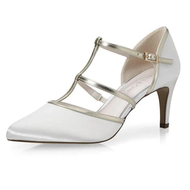 Rainbow Club Timeless Lindy T-Bar Pumps Ivory 40 Satin Riemchen