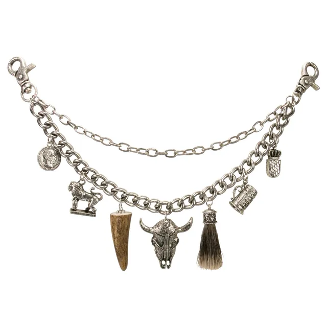 Alpenflüstern DAHEIM Charivari Stierkopf Kette antik-silber 33cm