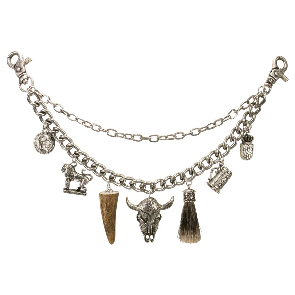 Alpenflüstern DAHEIM Charivari Stierkopf Kette antik-silber 33cm