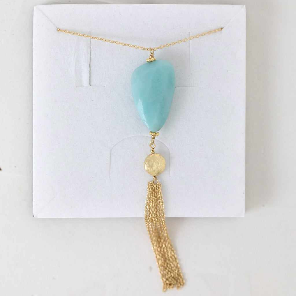 Juvelan Amazonit Halskette Gold Edelsteinkette