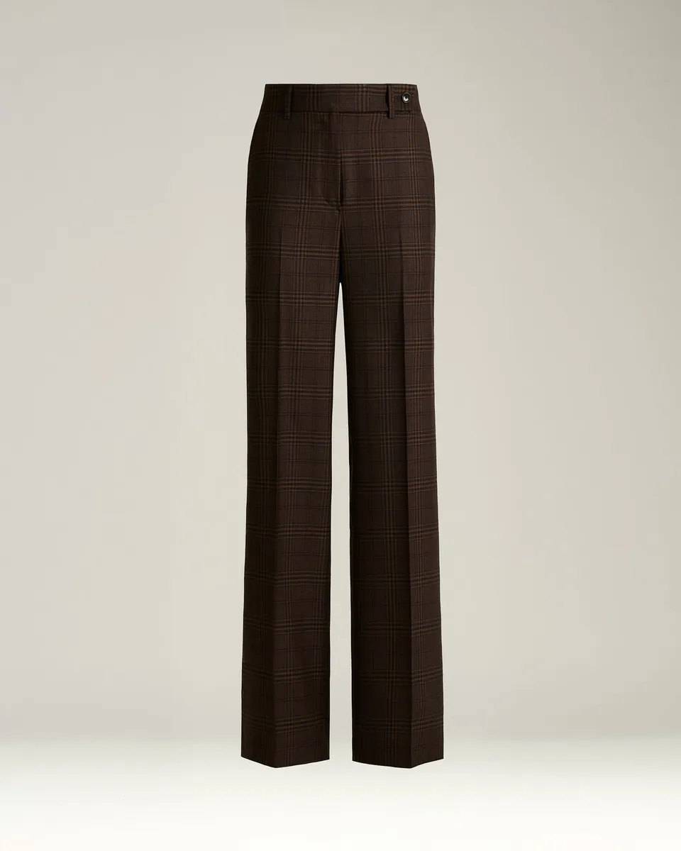 Kiton Palazzohose Kaschmir Braun 40 Glencheck