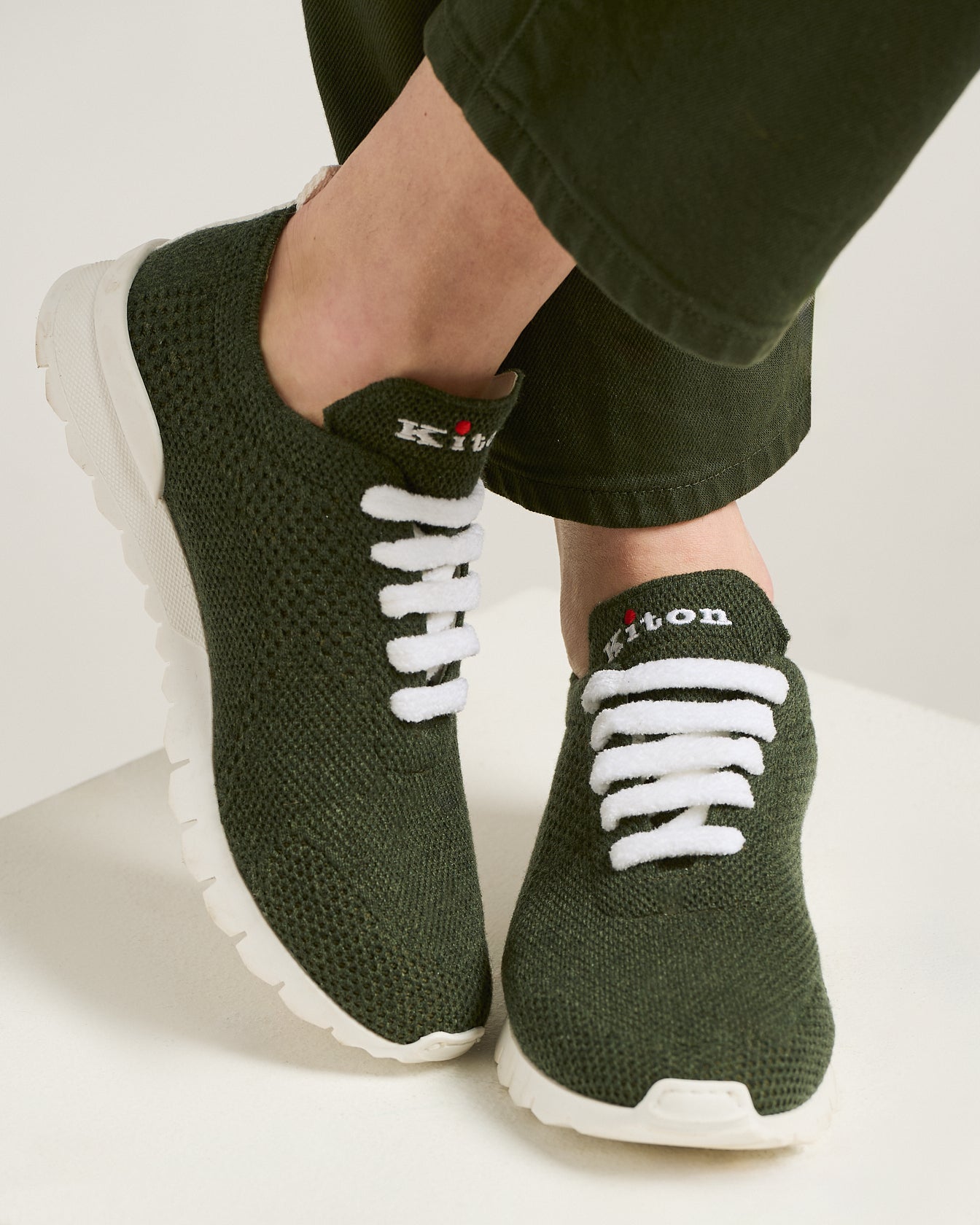 Kiton Shoes FIT PINE GREEN Sneakers Kaschmirstrick Gr. 41