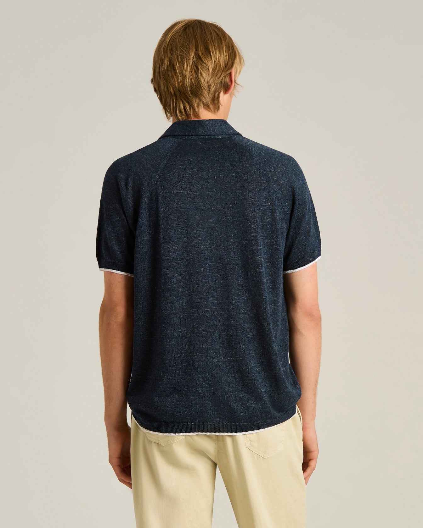 Kiton Polo Leinen Poloshirt blau kurzarm leicht