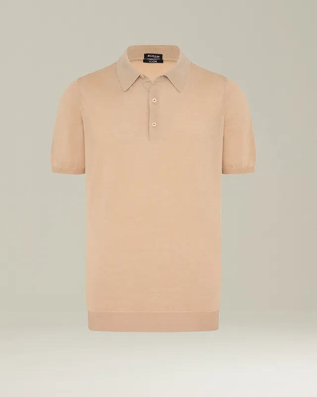 Kiton Polo Beige Baumwolle ägyptisch Kurzarm