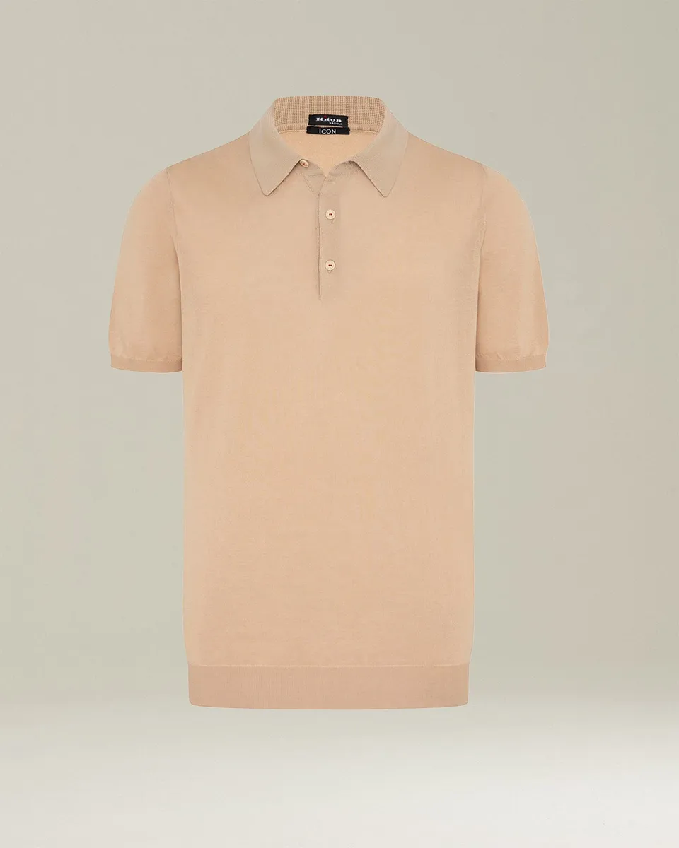 Kiton Polo Beige Baumwolle ägyptisch Kurzarm