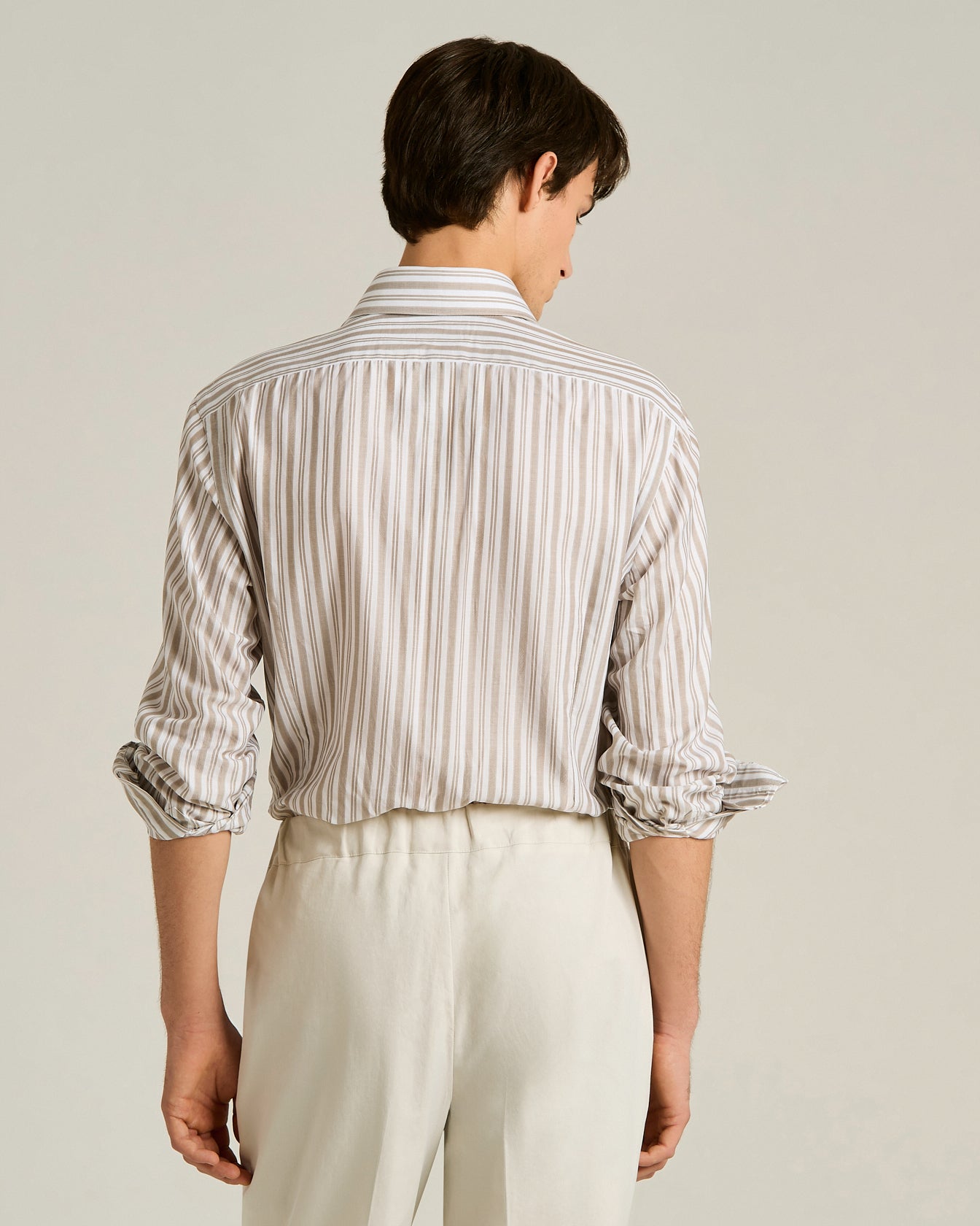 Kiton Shirts Striped Cotton Hemd braun gestreift Baumwolle