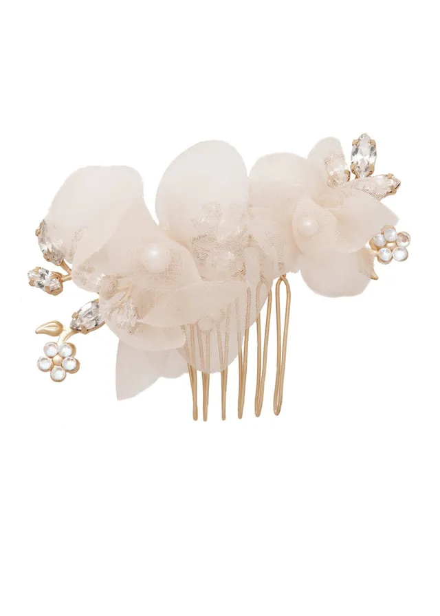 Elizabeth Bower Fabrique Small Comb Haarkamm Rhodium Ivory