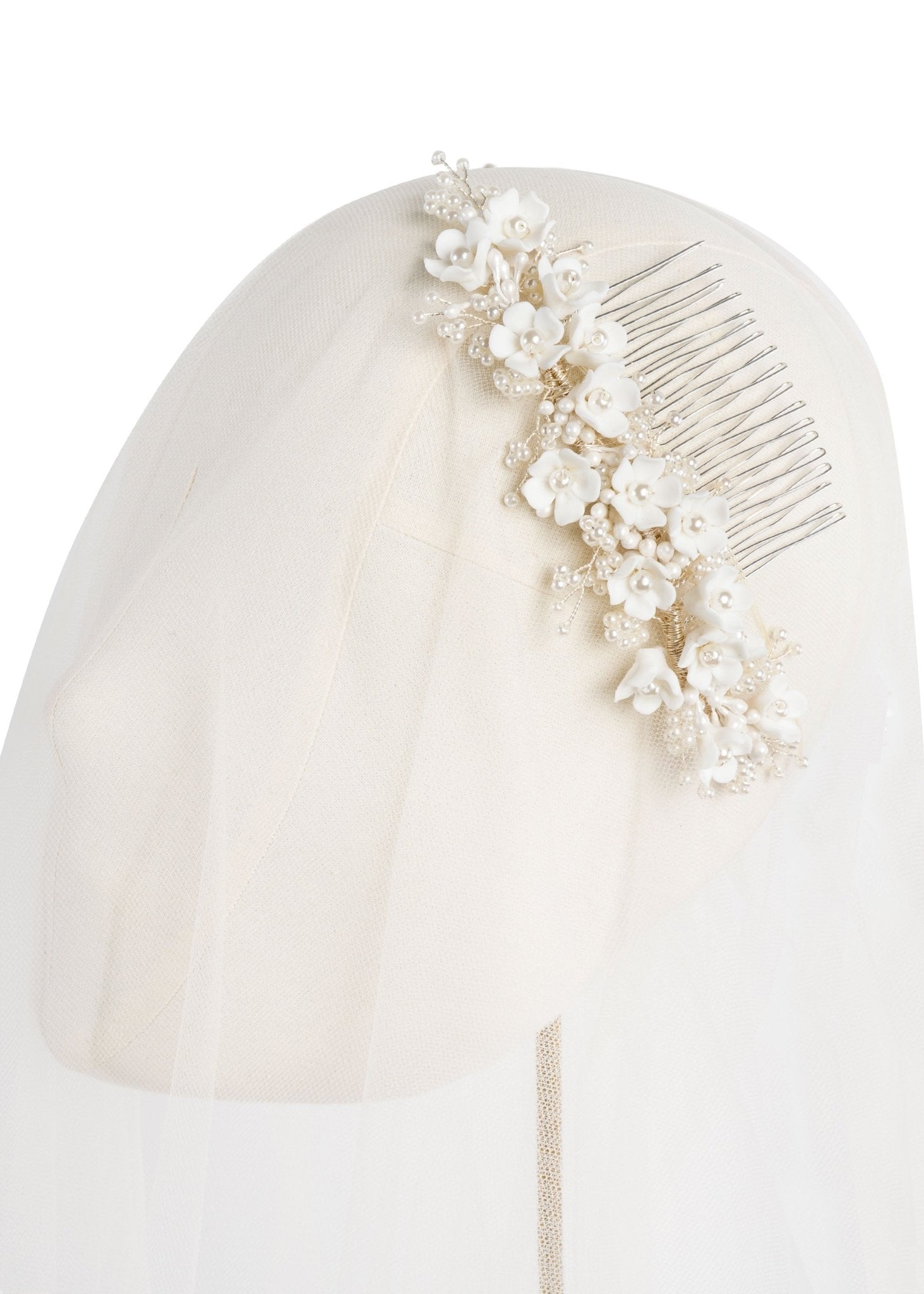 Elizabeth Bower Snowdrop Double Haarkamm Silber Blumen