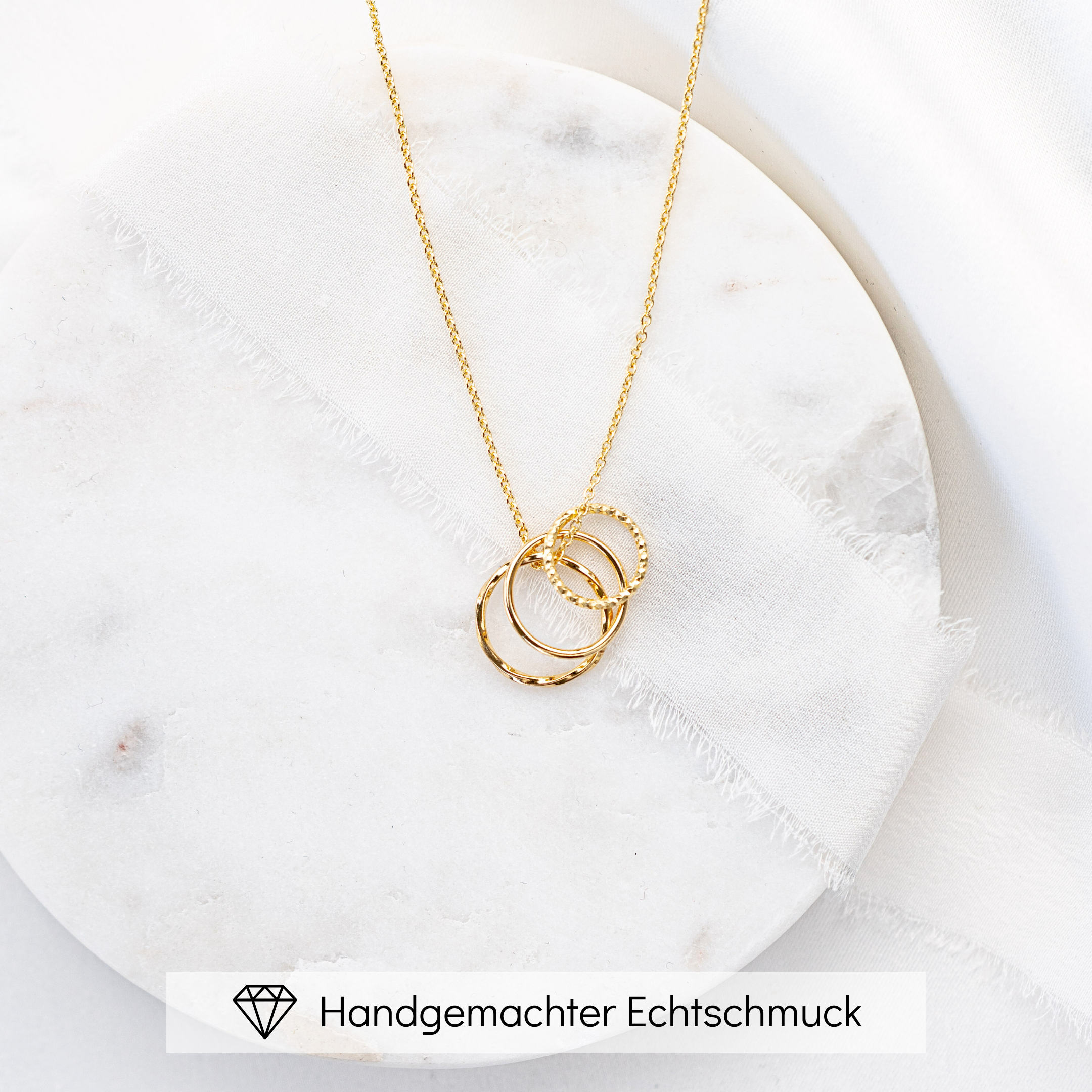 Perlenbräute Toni Trio Brautkette Gold mit 3 Kreisen 45 cm