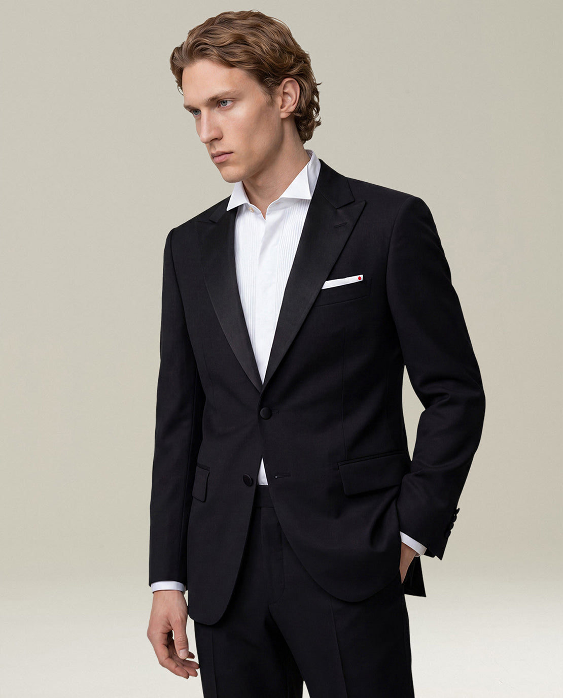 Kiton Suits Smoking Schwarz Gr 50 Wolle Satin-Revers