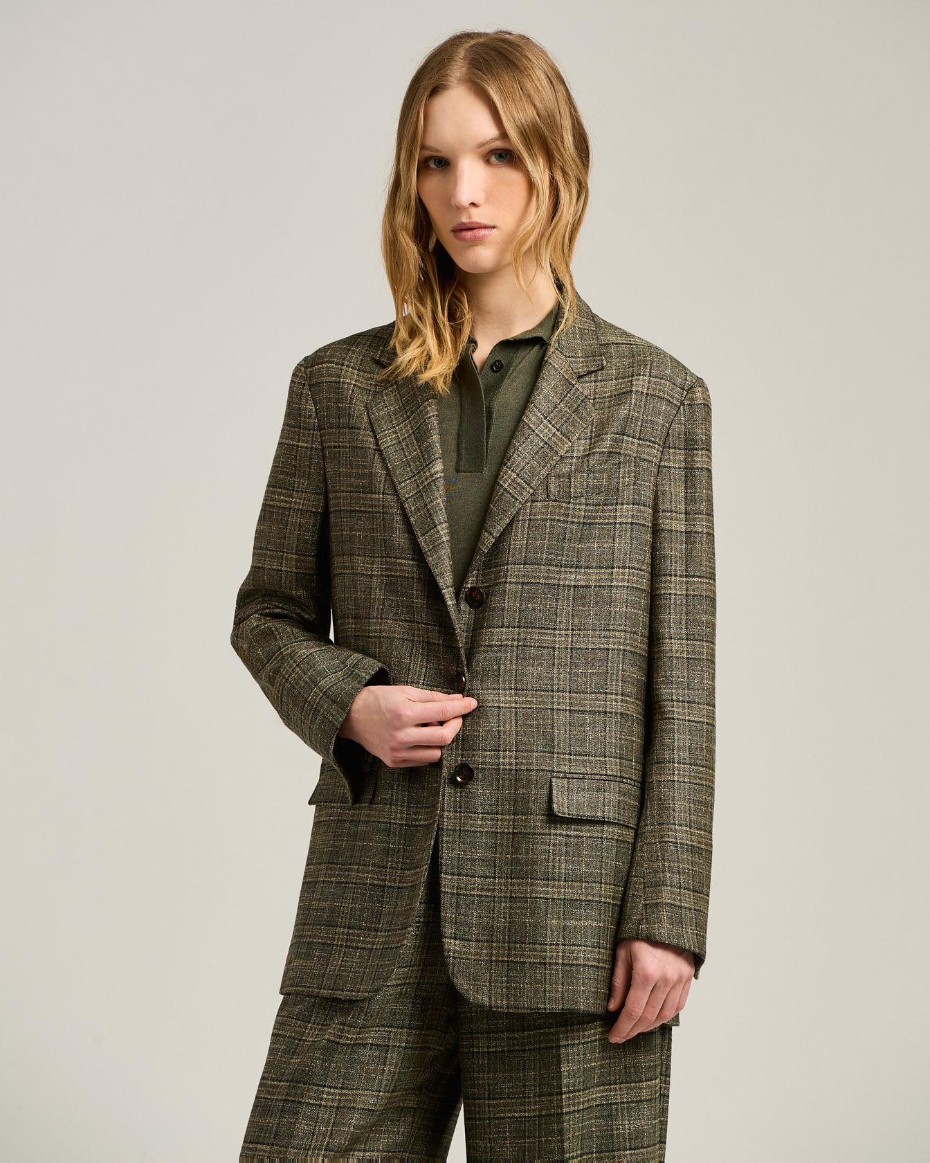 Kiton Jackets Prince of Wales Blazer grün Viskose