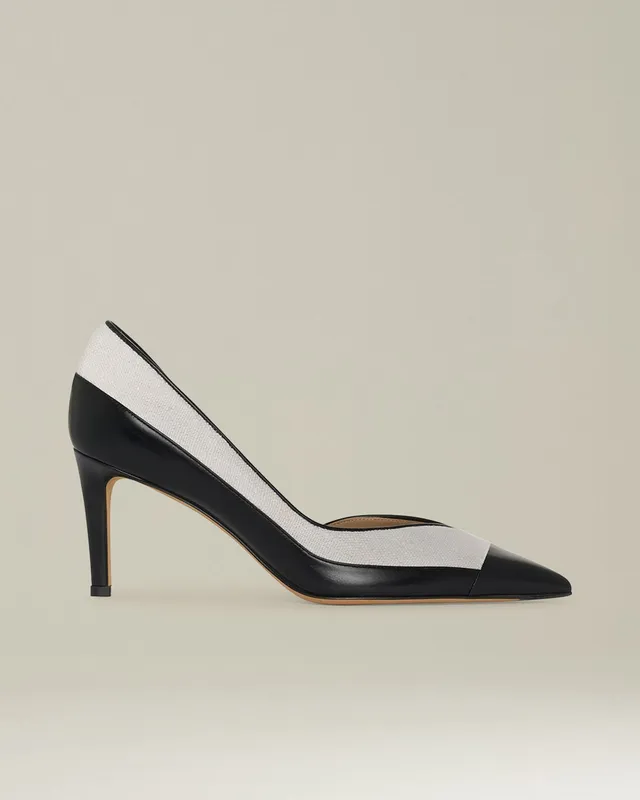 Kiton Shoes Pumps Leder Baumwolle 7 cm Absatz Kontrast