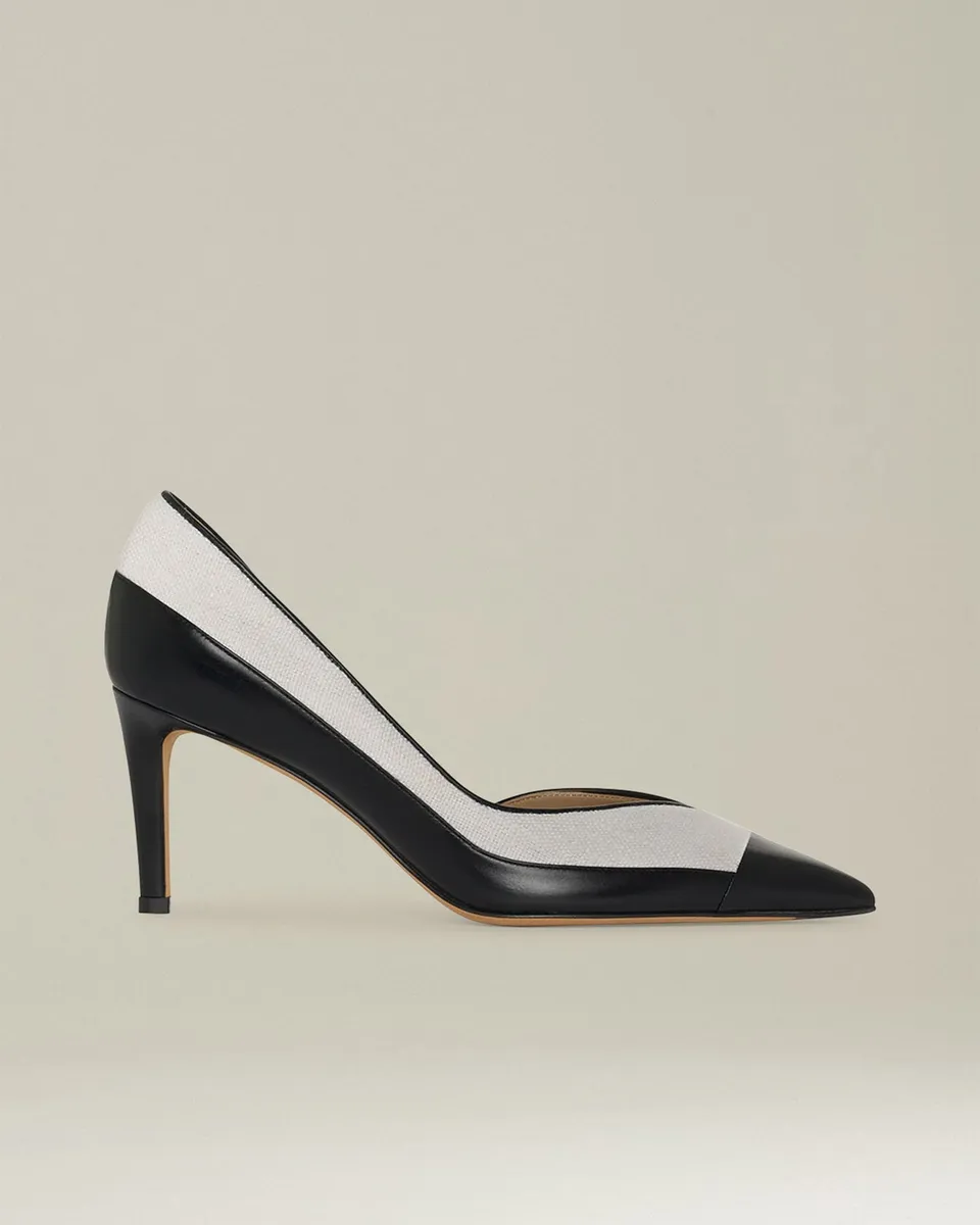 Kiton Shoes Pumps Leder Baumwolle 7 cm Absatz Kontrast