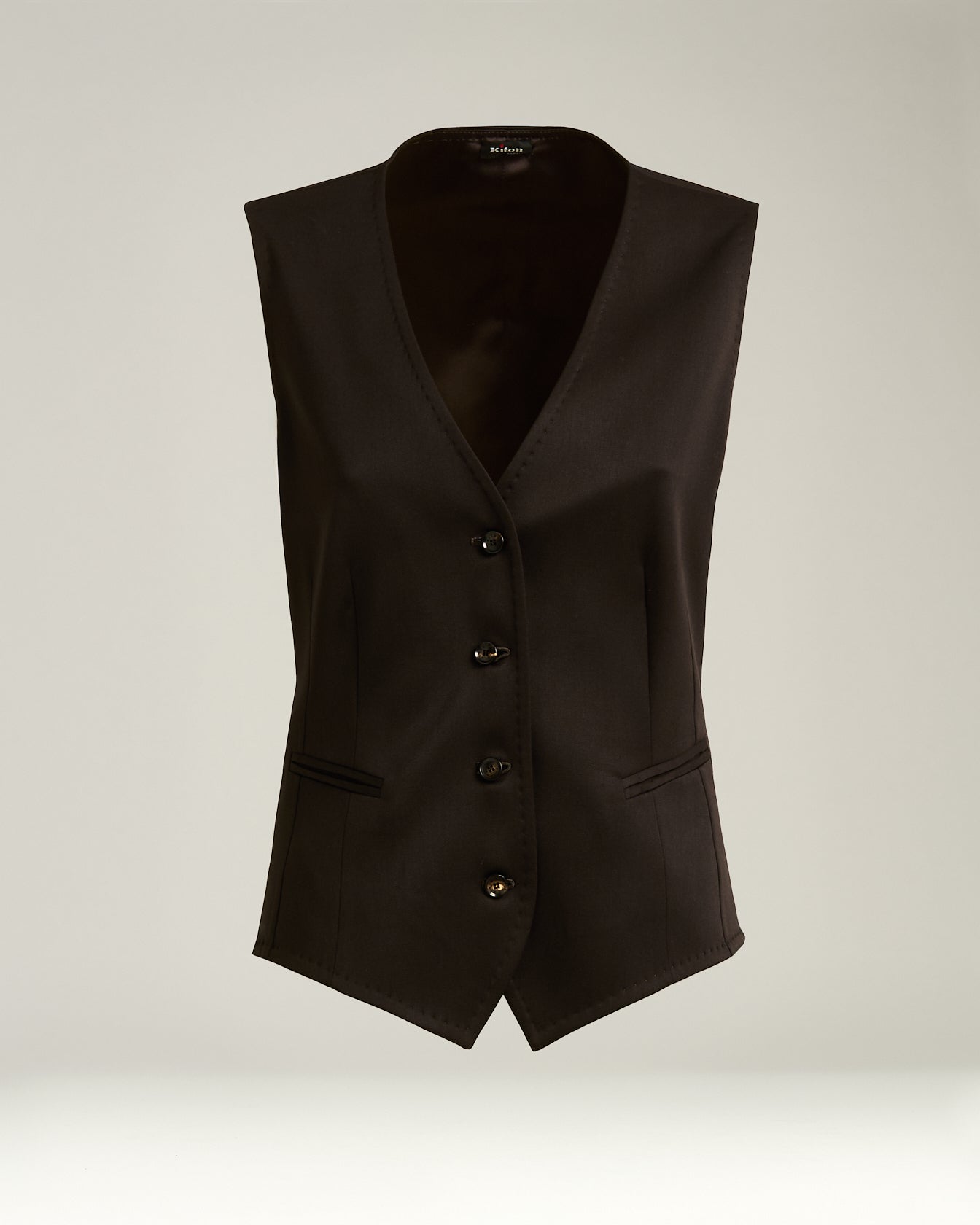 Kiton Gilet Weste Schurwolle Stretch dunkelbraun