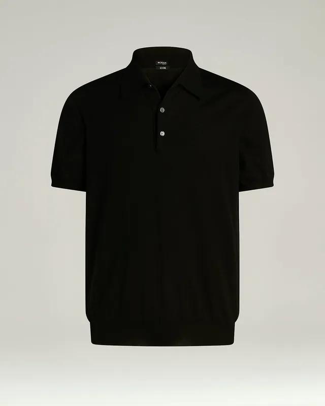 Kiton Polo T-Shirts schwarzes Poloshirt Baumwolle kurzarm