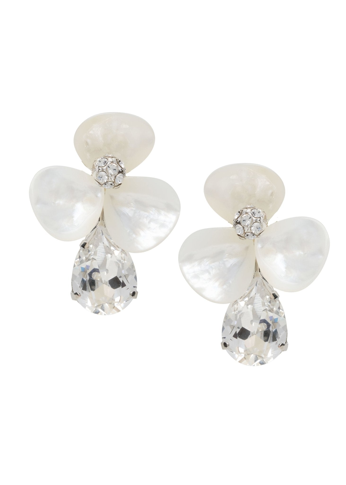 Elizabeth Bower Petal Classic Crystal Ohrstecker Rhodium Perle