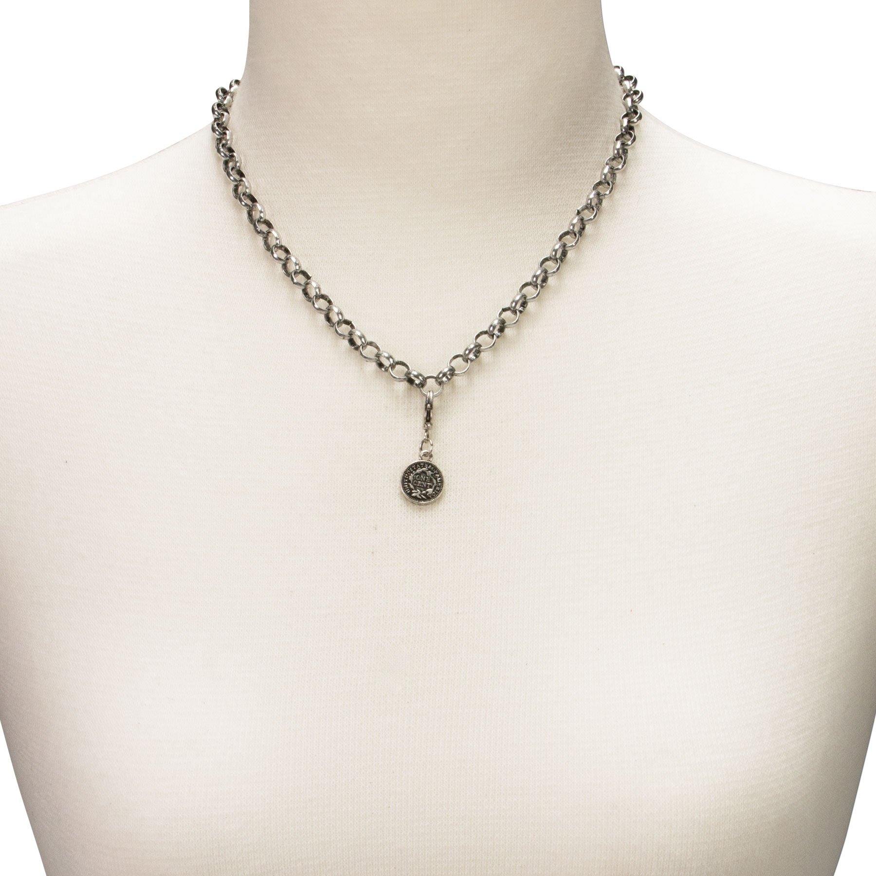 Alpenflüstern Münze Mini Anhänger Charivari Antik-Silber