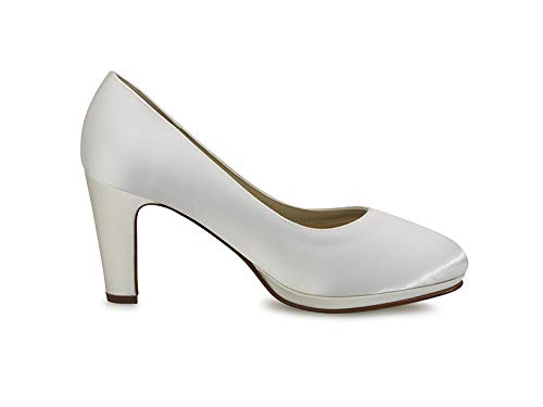 Rainbow Club Grace Weiß Satin Pumps Brautschuhe Blockabsatz