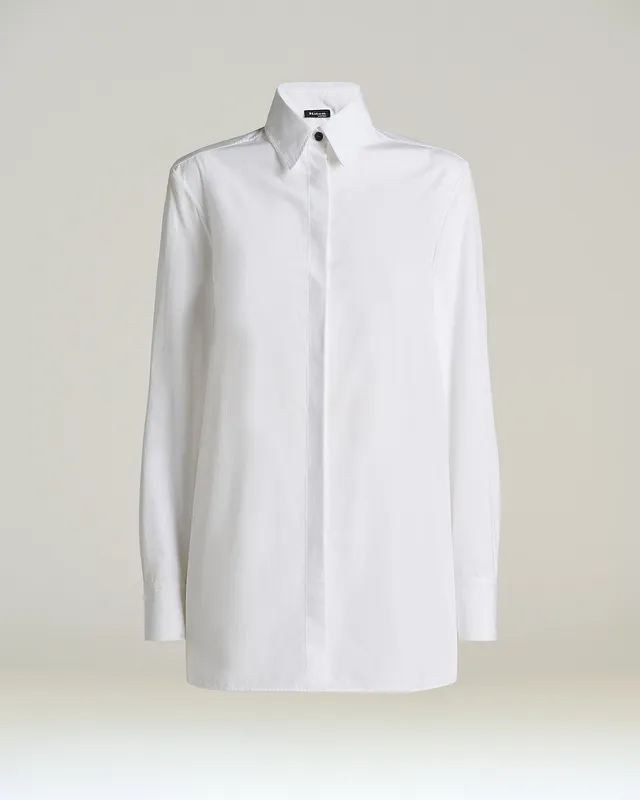 Kiton Shirts Hemd Baumwolle weiß verdeckte Leiste