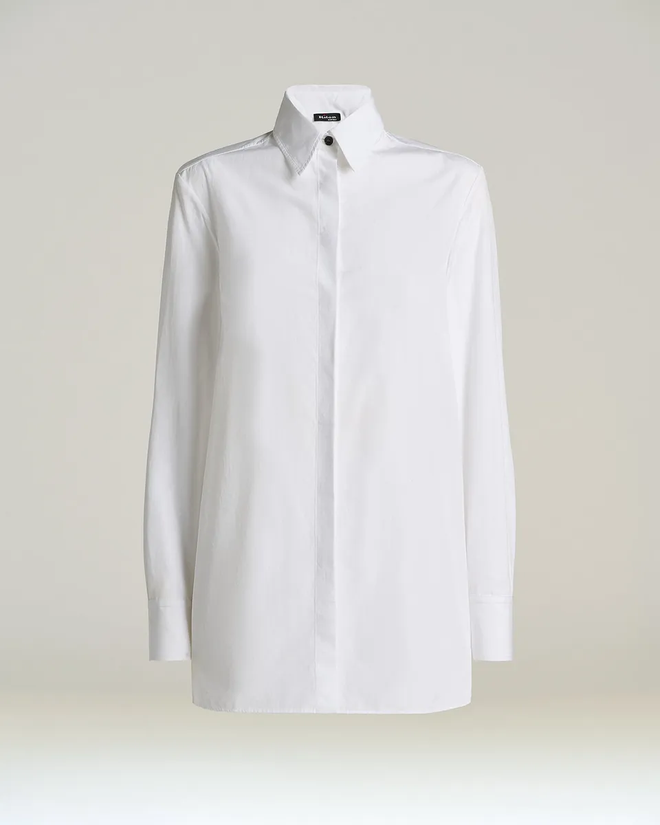 Kiton Shirts Hemd Baumwolle weiß verdeckte Leiste